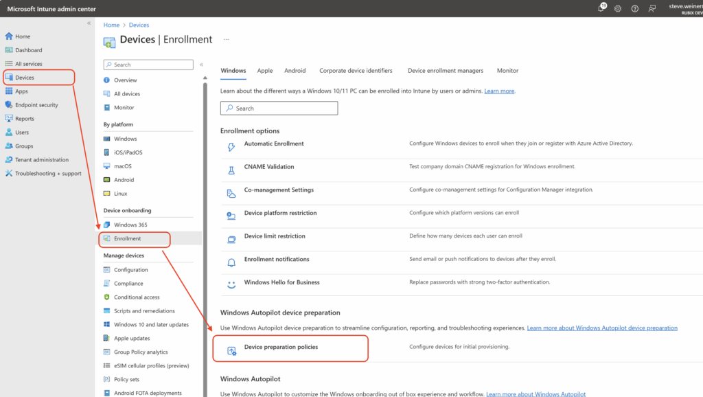 Screenshot 7 zur Windows Autopilot Device Preparation: Device Preparation konfigurieren