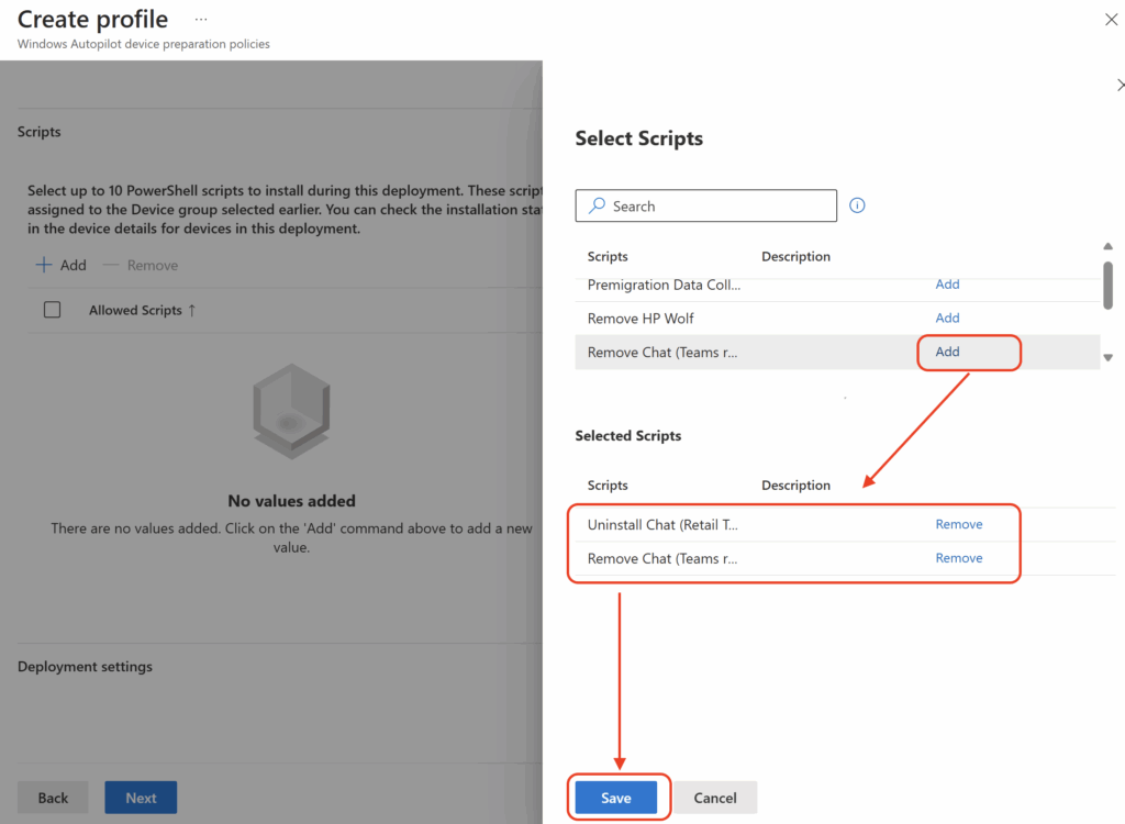 Screenshot 18 zur Windows Autopilot Device Preparation: Skripte (Fortsetzung)